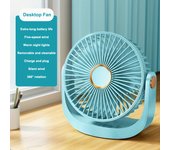 USB recargable, conveniente ventilador ultra silencioso, luz nocturna 360 ° giratorio y 5 velocidades ajustable velocidad del viento ventilador de escritorio portátil para oficina, dormitorio o uso al aire libre