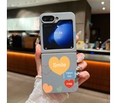 For Samsung Galaxy Z Flip 6 5 4 3 5G Leather Texture Phone Case Love Heart Pattern Soft TPU Folding Cover For Samsung Z Flip5