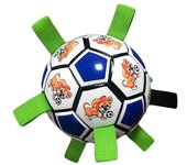 Pelota para perros indestructible, pelota para perros, pelota interactiva para perros, juego en interiores y exteriores, bomba de aire para perros (azul y blanco)