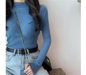 Jocoo Jolee 2023 Autumn Basic Bottoming Sweater Top Women Ribbed Soft Mock Neck Elastic Pullover Warm Solid Color Slim Jumper