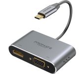 Promate MediaHub-C2 Adaptador USB-C a VGA/HDMI