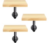 Lote 3X estante flotante de pared-3X colgante estante 20x15x18cm de madera de pino capacidad de carga 15kg - Retro Art Wall Mount