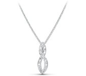 Inmaculada Romero Gargantilla Oro Blanco 18k Mujer Colgante Circonitas Dos Formas Ovaladas 20mm