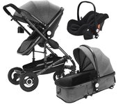 Carrito de bebé Multifuncional 3 en 1 I-Size B.Active X-Go Gris Negro