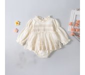 Spring Summer Solid Princess Baby Girl Tutu Skirt Style Bodysuit Toddler Infant Waffle One Piece Lace Party Outfit Play Suit