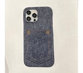 Luxury Denim Leather Card Bag Case For iPhone 15 14 13 12 11 Pro Max