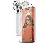 PanzerGlass™ Juego 3 en 1 para iPhone 15 Pro (pantalla Ultra-Wide Fit, película protectora para cámara y estuche rígido protegid