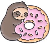 Lazy Sloths Hanging On Branches Enamel Pins Custom Banana Donut Sloth Brooches Lapel Badges Jewelry Gift For Kids Friends