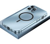 Carcasa mate de parachoques de metal de aluminio de carga magnética para iPhone, funda protectora mate anticolisión de carga magnética, para iPhone 16/15/14/13/12 Pro Max (negro, para iPhone 16 Pro)