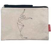 Hello-Bags. Bolso Neceser / Cartera de Mano con cremallera y forro interior.  Exterior: Algodón 100%. Incluye sobre kraft de regalo. Modelo FREE. Color: Crudo / Negro. 23x15,5 cm.