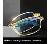 Folding Reading Glasses Portable Progressive Biofocal Eyewear Mens Parent Anti-Blue Ray Presbyopic Eyeglasses with Leather Case