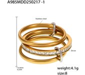Encanto Anillos de acero inoxidable apilados con eslabones multicolores para mujer, chapados en oro de 18k, sin decoloración, estilo Rock Hip-hop, anillos femeninos