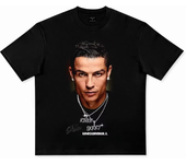 Cristiano Ronaldo Football Superstar Super Fashion Printed Short Sleeve T-shirt Men Distress American
