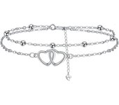Bracelet Femmes Argent 925, Bracelet Femme Réglable 17+4cm - Fête des Mères Saint Valentin Cadeau - Avec Boîte Cadeau argent-Trèfle à quatre feuilles