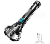 Strong Light Flashlight LED Power Display Built in Battery Outdoor Long Range Waterproof USB Charging Strong Light Flashlight
