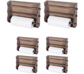 Portarrollos Triple de Madera para Cocina. Pack 6 Soportes de Papel Aluminio, Film y Rollo de Papel de Cocina. Organizador de Pared Elegante y Práctico. Tamaño 35,7x29,5x9,3 cm. Ideal para Hostelería, Bar, Restaurantes, Cafeterías, Hoteles, Comercios