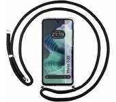 Tumundosmartphone Funda Colgante Transparente para Motorola Moto G35 5G con Cordon Negro