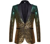 Men's 2024 Gradual Sequin Suit Jacket Handsome Fashion Costume for Annual Show Singer Stage Top De Luxe