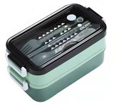 1pc 1400ml Double-layer Lunch Box Portable Compartment Food Box Microwave Lunch Box With Fork Chopsticks And Spoon Picnic Fresh