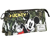 Disney Mickey Mouse Surprise FAN Triple Pencil Case, Military Green