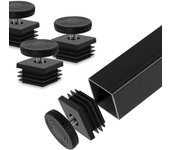 4 piezas de pies de nivelación ajustables cuadrados para oficina en casa mesa de escritorio silla, inserciones de tubo cuadrado Kit de nivelación de muebles, 30mm x 30mm, negro