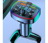 Car MP3 Player Bluetooth 5.0 FM Transmitter Handsfree Car Radio Modulator with Built-in Mic USB Quick Charge Adapter for Car