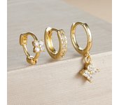 3PCS New Design Multicolor Crystal Hoop Earrings Set For Women Zircon 18K Gold Plated Circle Huggie Earring Piercing Jewelry