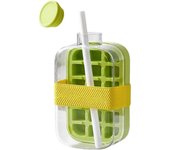 Molde para cubitos de hielo Zero Touch Press, 2 en 1, para hacer cubitos de hielo y vaso, bandeja de silicona flexible para hacer cubitos de hielo (verde, 500 ml)