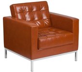 Sillón FLOR, piel regenerada marrón cogñac