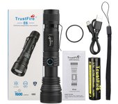 Trustfire E6 Zoomable LED Flashlight 1500Lumens 550M Long Range Rechargeable Torch Potable Light with Power Bank Function Magnet