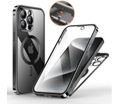 Aluminum Alloy Frame Protective Case ,For iPhone 15 14 Pro Max Magnetic Galaxy Wireless Charging HD Full Screen Protective Box