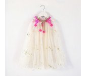 Summer Girl Princess Party Accessories Cloak Snow Queen Elsa Anna Costume Cape Rapunzel Aurora Sequins Tulle Halloween Mantle
