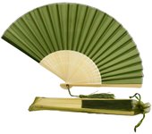 Abanico de mano plegable de Tela con Varillas de Bambú de grado A para Mujeres y niñas, ideal Como Recuerdo para Fiestas de Verano, cumpleaños, bodas (Green Musgo/OLIVE).