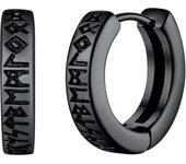 Norse Viking Runes Hoop Earrings For Men Women 12mm Huggie Hoops With Delicate Gift Packaging,hw