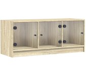 vidaXL Mueble de TV con puertas de vidrio 102x37x42 cm, Mueble de Salon, Mueble TV, Mueble TV salon, Mesa de TV, Mueble tele