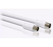 PHILIPS SWV2516W/10 Cable Coaxial, Cable Antena TV tipo PAL,  Alta Definición, 1,5 Metros, Forro de PVC flexible, Conectores Niquelados, Conductor de Cobre, Conexión Segura (Color Blanco).