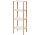 HOGUITA-Estantería de Bambú Para Baño Cocina Salón con 3 o 4 Estantes, Organizador Multiusos De Madera Natural, Mueble Auxiliar Para Almacenamiento, Decoración del Hogar y Ahorro de Espacio