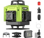 Nivel láser 4D de 16 líneas con 360° de auto nivelación horizontal y vertical transversal súper potente rayo láser  verde. Ideal para proyectos de nivelación pesados, montaje de gabinetes, montaje de rieles de silla o paneles de pared