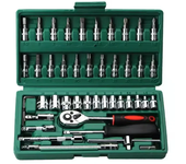 46 Piece/Set of Car Repair Tool Kit 1/4-Inch Socket Set Car Repair Tool Ratchet Torque Wrench Combo Auto Repairing Tool Set
