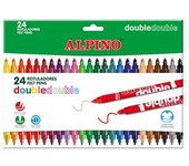 Rotulador alpino double double punta gruesa y punta fina caja de 20+4 colores surtidos