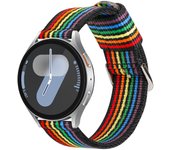 Correa de Nylon para Samsung Galaxy Watch 7 / 6 / 5 / 4 / Amazfit GTS 4 / Garmin Vivoactive 5, Colores LGTBQ+ Rainbow Ancho 20mm