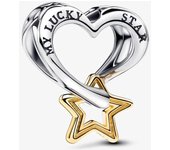 Pandora Charm de Colgante en Plata DE LA Estrella y Corazón DE LA Sierte 763513 C00,Incluye Caja Original