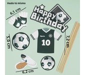 Football Boy Cake Decoration Football Field Player Doll Cupcake Top Happy Birthday Decoration Sports Children's Party Supplies