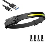 Linterna Frontal Led Recargable Por Usb, Potente Linterna Frontal Led, Linterna Frontal Cob Impermeable Para Acampar Con Modo De Sensor Sensible Para Caminatas, Ciclismo, Caminar, Perros, Pes