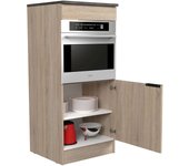 Módulo columna horno Arko de cocina en color roble áspero y negro con 1 puerta y estante 60x141x60 cm