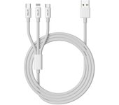 Mobile Edge Cable USB Multicarga 3 en 1 Blanco 1.2m - Carga Rápida 3A
