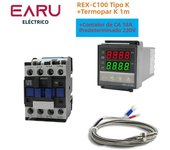 Digital PID Temperature Controller Thermostat REX-C100 + Max 40A SSR SSR-40DA Relay + K Thermocouple M6 1M Probe with Heat Sink
