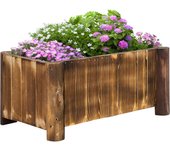 Outsunny Jardinera de Madera Arriate de Jardín Macetero Rectangular con 4 Patas para Cultivos Verduras Flores en Patio Balcón Terraza 70x35x30 cm Natural