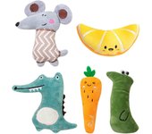 5 Uds Juguetes para Gatos Muñegos De Animales De Dibujos Animados Juguetes De Peluche Para Mascotas
