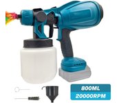 Pistola de pulverización eléctrica sin cuerda de 800ml, máquina de pintura de alta potencia 200w, pistola de pulverización de recubrimiento de acero para muebles de automóviles, batería makita 18v